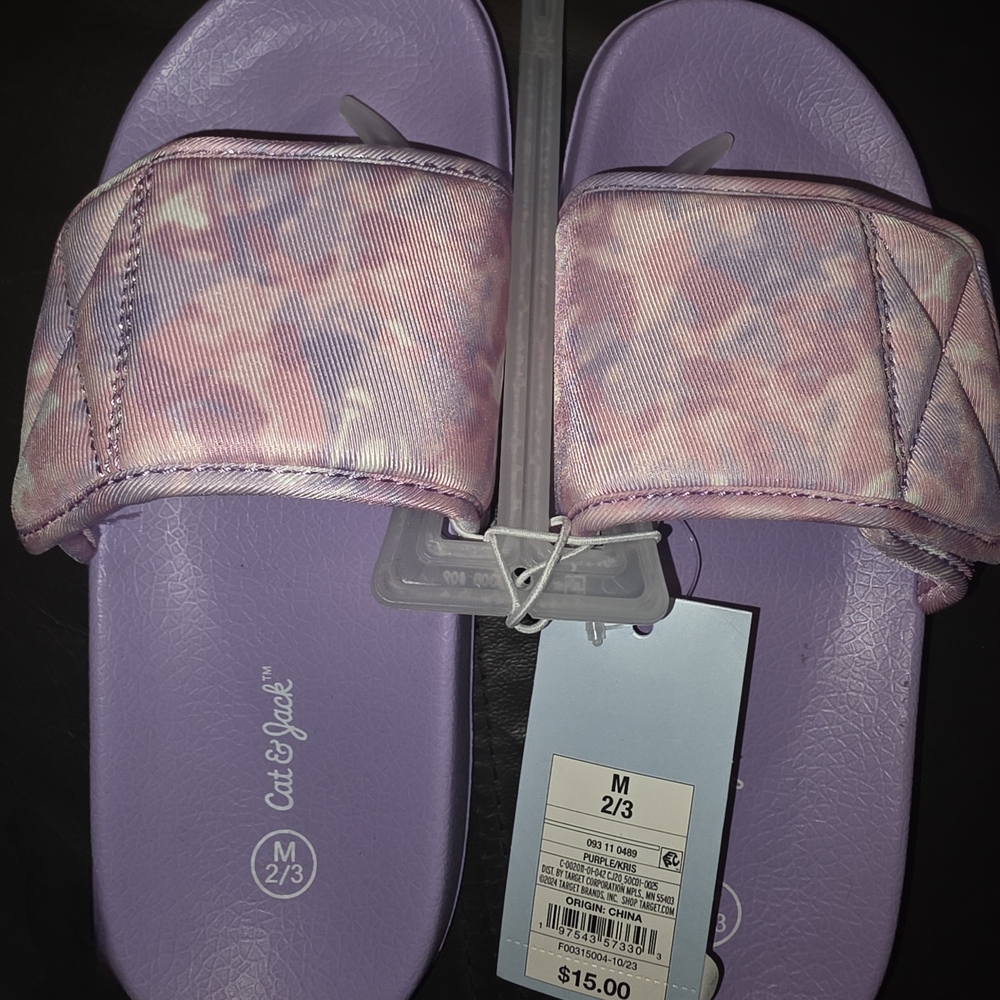 Cat & Jack Lavender Camouflage Slide Sandals